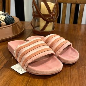 Adidas Adilette Slides Sandals Shoes raw pink new DB0159 Velvet Women’s Size 7